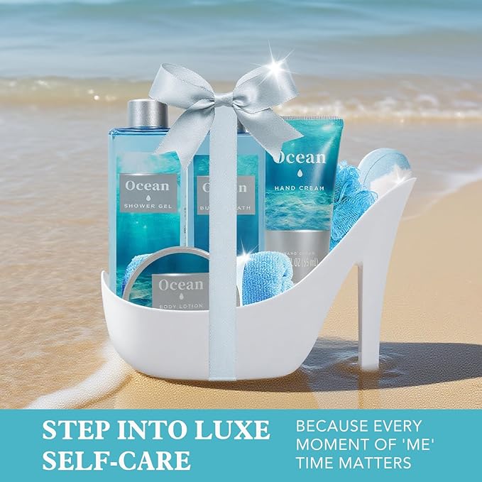Spa Luxetique Gifts for Women High Heel Gift Set for Women 8pcs Ocean Breeze Spa Gift for Womens Birthday Gift for Womens Wife Girlfriend Coworker Nurse Valentines Gifts for Her