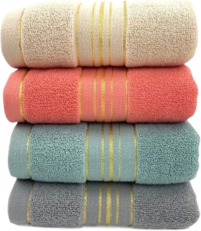 3-Pack Cotton Towels, Soft and Absorbent Face & Bath Towels, Solid Colors with Embroidery(Light Grey)