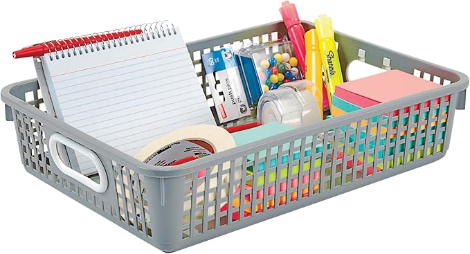 Really Good Stuff Plastic Desktop Paper Storage Baskets for Classroom or Home Use – Mesh Bins, 14.25” x 10” – (Set of 4), School Organization Supplies
