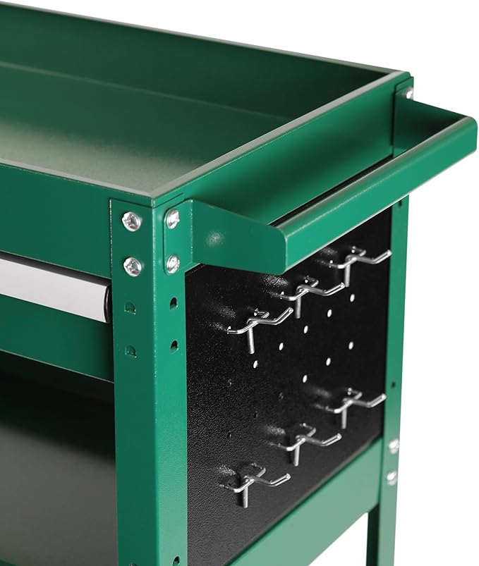 Rolling Tool Cart, Premium 1-Drawer Utility Cart, Heavy Duty Industrial Storage Organizer Mechanic Service Cart with Wheels and Locking System(Green)