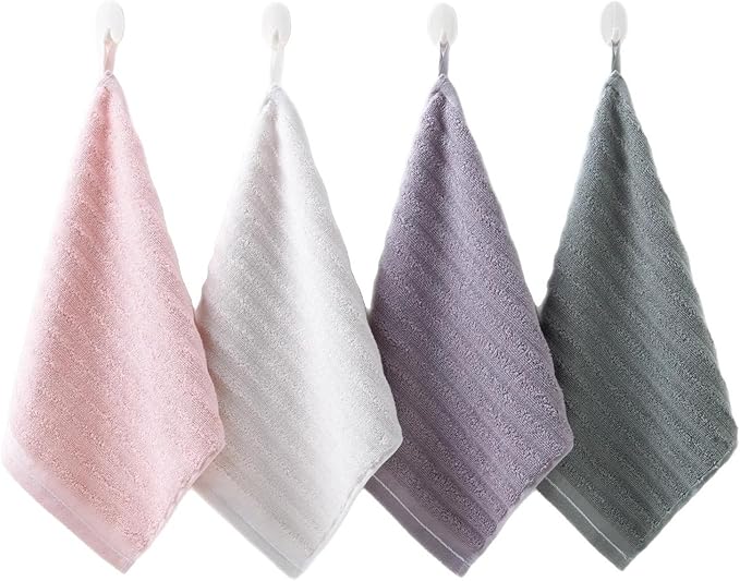 3-Pack Cotton Towels with Hanging Loop, Rapidly Absorbing & Soft for Face and Hands(Red)