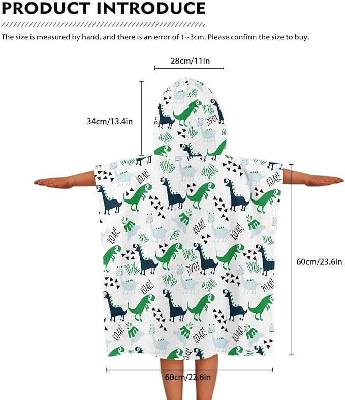 Hooded Bath Towel Poncho for Babies Dinosaur Roar Bath Towel for Babies Toddler Infant Bathroom Beach Swim Supplies Perfect Baby Bath Shower Decoration