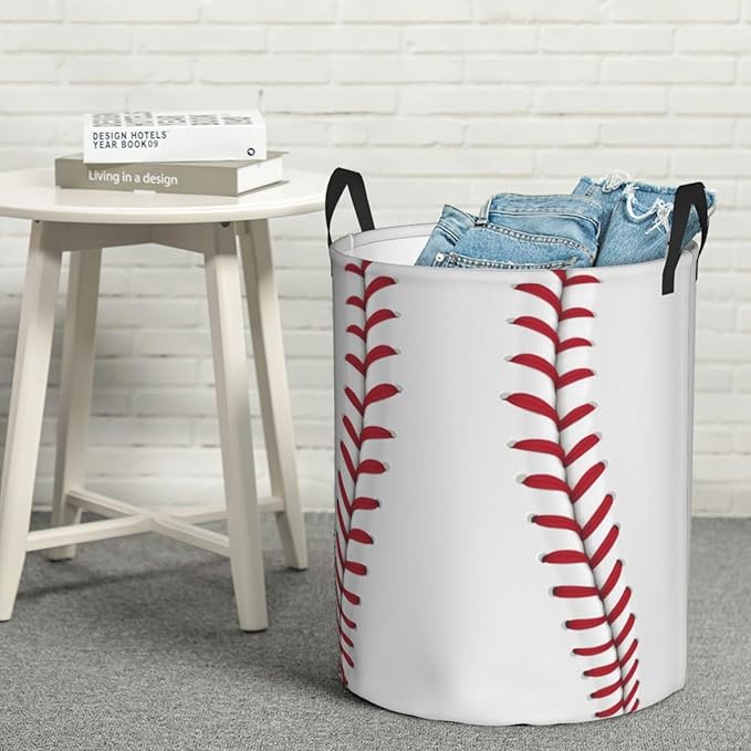 Baseball Laundry Basket Room Décor Hamper Clothes Storage Bucket Toy Organizer Foldable Waterproof Bathroom Laundry Storage Bedroom Large