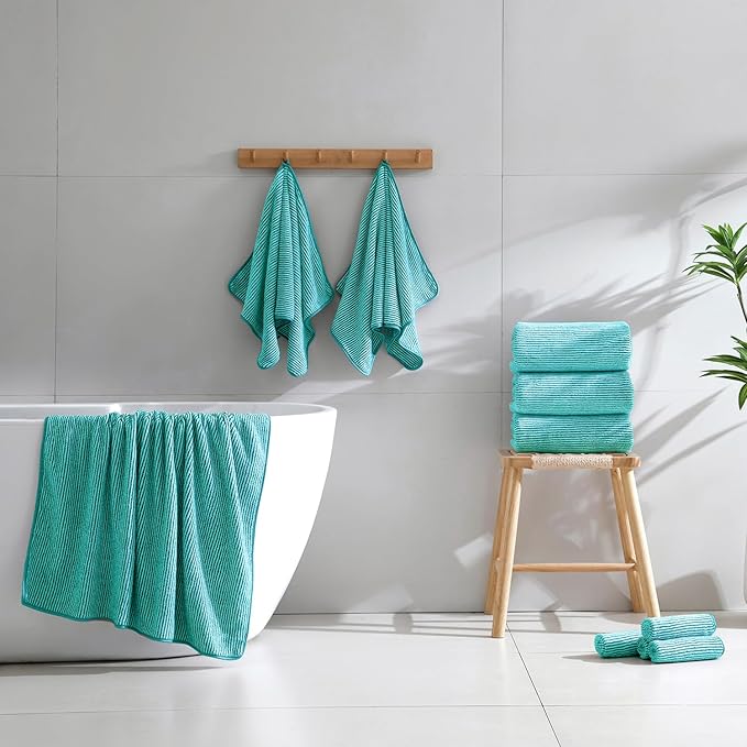 4 Piece Bath Towel Set 35"x70"Oversized Bath Towel for Bathroom Ultra Soft Fluffy Extra Large Bath Sheet Luxury Premium Bathroom Towel Highly Absorbent Quick Dry Shower Towel for Hotel Spa,Turquoise