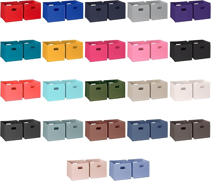 RiverRidge Folding Storage Bins with Handles Black Cube Storage Organizer for Closet, Bedroom & Playroom - Closet Organizers and Storage Set of 4