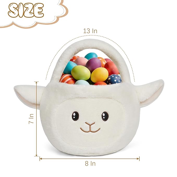 Easter Basket, Easter Baskets for Kids,Sheep Baskets with Handle for Gifts Empty, Bunny Egg Hunting, Basket Stuffers Essentials