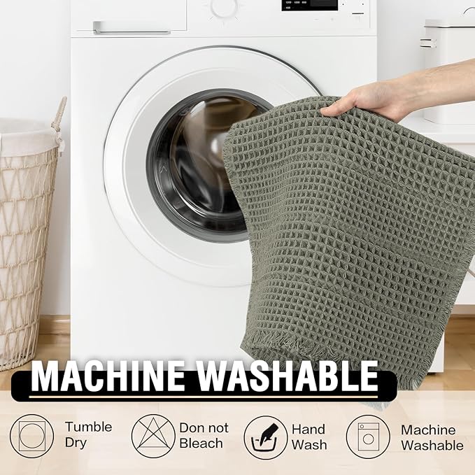 H.VERSAILTEX Upgraded Waffle Bath Mat Super Absorbent Non Slip Bath Rugs for Beside Tub, 17" x 24", Smokey Olive