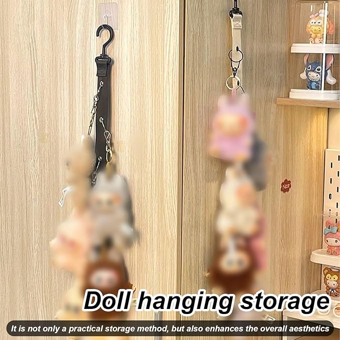 2pcs Plush Toy Display Strap For15-17cm Blind Box Style Dolls,Stuffed Doll Storage With 8 Clip,Organizer,Display,Plush,Hanging Display,Wall & Over Door Organizer