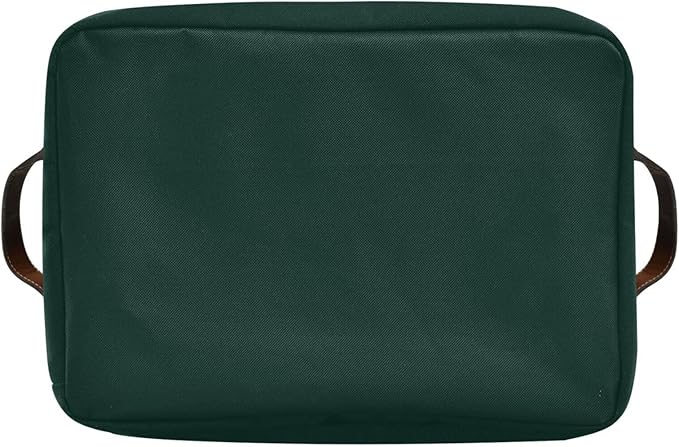 YETTASBIN Hunter Green Solid Color Storage Basket 2pc, Large Collapsible Toys Clothes Organizer, Durable Canvas Storage Bin with Handle for Shelves Closet Laundry Home Office Decor