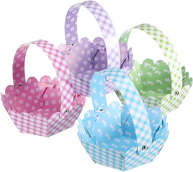 LIFKOME 12pcs Easter Bunny Design Baskets Adorable Storage for Boys and Girls for Easter Candy Treats and Interactive Play Early Education Decor