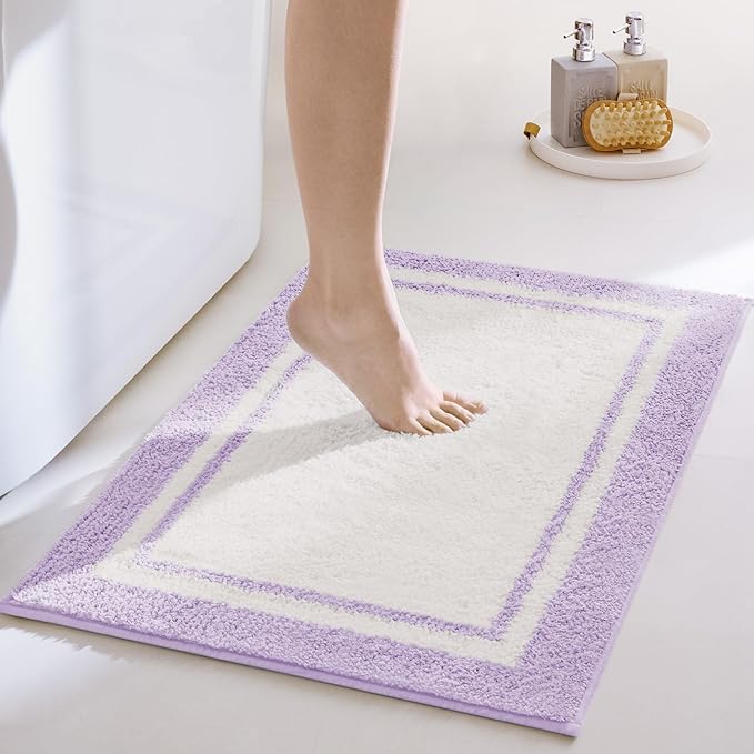 GRANNY SAYS Microfiber Bathroom Rugs Non Slip Washable, Water Absorbent Bathroom Mats for Tub Non Slip, Soft Bath Mats for Floor & Shower, Long Bath Rug 36" x 24", Purple