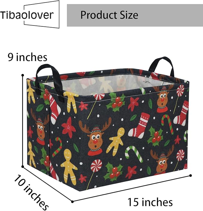 Rectangular Christmas Basket Tree Gift Baskets for Families Cute Baby Storage Bin Kids Storage Bin Toy Organizer Box Christmas Room Decor for Parties(Black)
