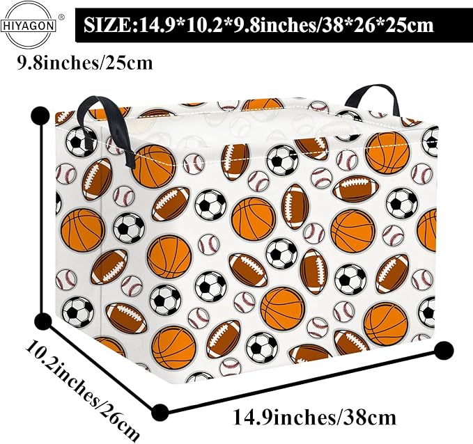 HIYAGON Rectangular Easter Basket Baby Girl Basket Fabric Storage Bin Organizer Box Room Decor(Sports)