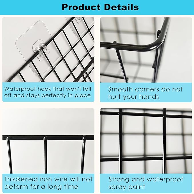 Hanging Bath Toy Storage Basket - 2 Pack Metal Bath Toy Holder with Hooks - Bathtub Toy Storage Organizer for Baby Bath Kids Shower Bathroom