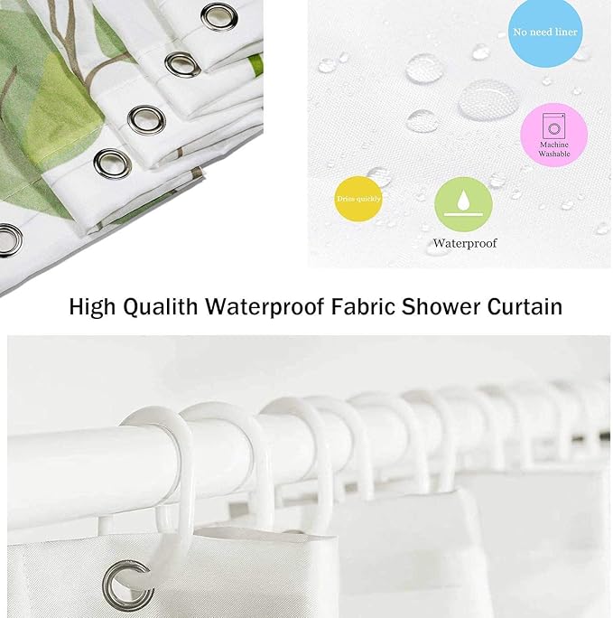 72x78inch Magical Forest Shower Curtain - Lush Trees, Fantastic Woodland Jungle, Cute Funny Mushroom Fairyland Bath for Kids Children Bathroom Decor With Hooks Waterproof
