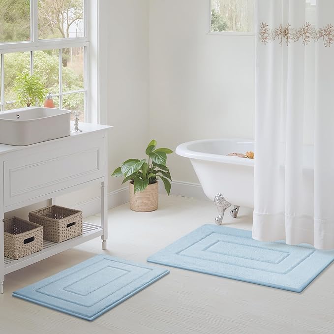 GRANNY SAYS Bathroom Rugs Sets 2 Piece,Soft Bath Mats for Bathroom, Bath Rugs Non Slip Washable, Absorbent Bath Rug for Tub,Shower and Toilet, Bath Mat Set (Ivory, 20" x 32" + 16" x 24")