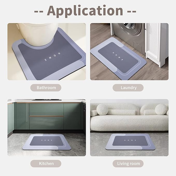 2PCS Absorbent Bath Mat Magic Rug Sets, Quick Drying Bath Mat Non-Slip Floor Rug Rubber Backed for Bathroom Kitchen Shower Sink, Water Absorbent (19.7''x23.6''+19.7''x31.9'', Blue)