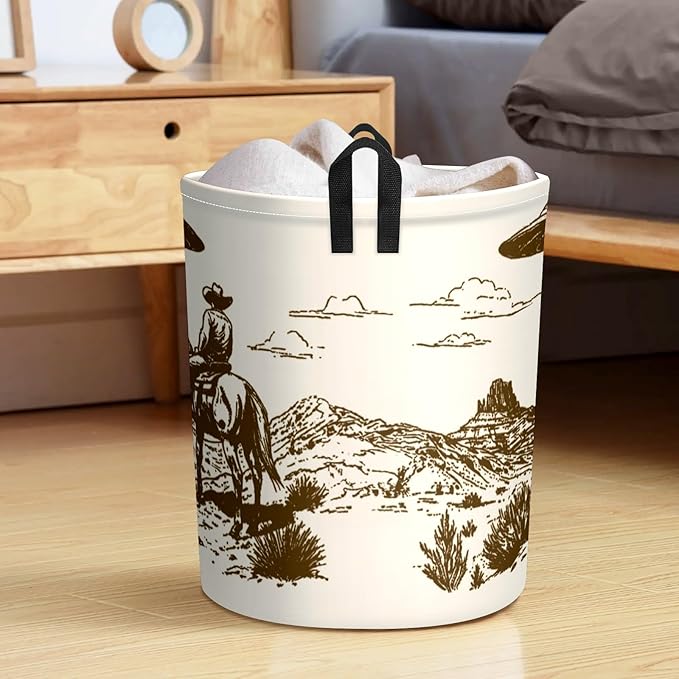Space Western Baby Laundry Hamper,kids laundry Basket,Waterproof Storage Bin for Bedroom,Clothes Organizer Basket,Toys Box,Room Decor