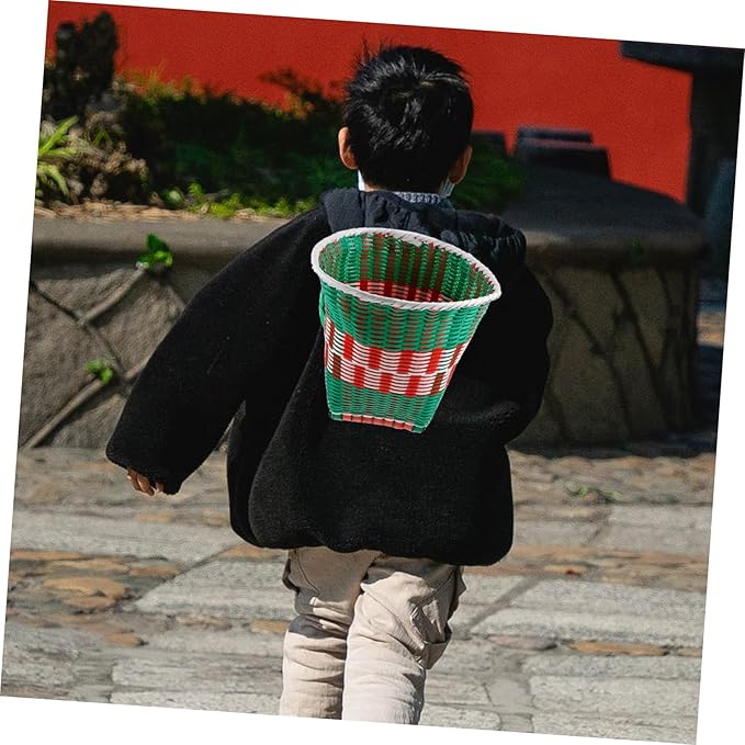 Balacoo Hand Woven and Girls Storage Basket Portable Woven Backpack for Dance Props Rustic Picnic Holder for Toddlers Outdoor Use and Kindergarten