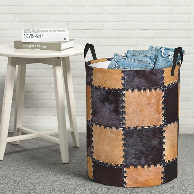 Western Laundry Basket Cow Decor,Waterproof Laundry Hamper Cow Print Room Decor Collapsible Laundry Baskets With Handles,Toy/Clothes Storage Basket For Home Bedroom Bathroom Decor