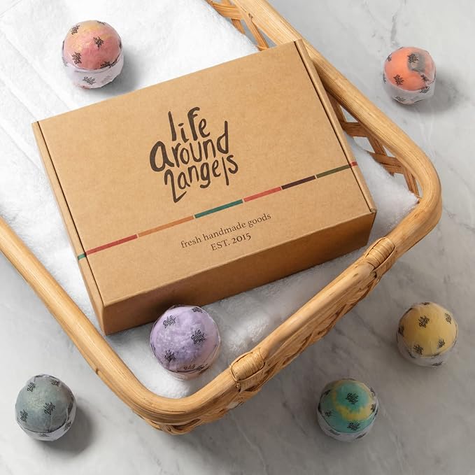 LifeAround2Angels Fun and Sweet Bath Bombs Gift Set 12 Pack Made in USA Fizzies, Shea & Coco Butter Dry Skin Moisturize, Handmade Birthday Mothers Day Gifts idea for Her/Him, Wife, Girlfriend, Kids