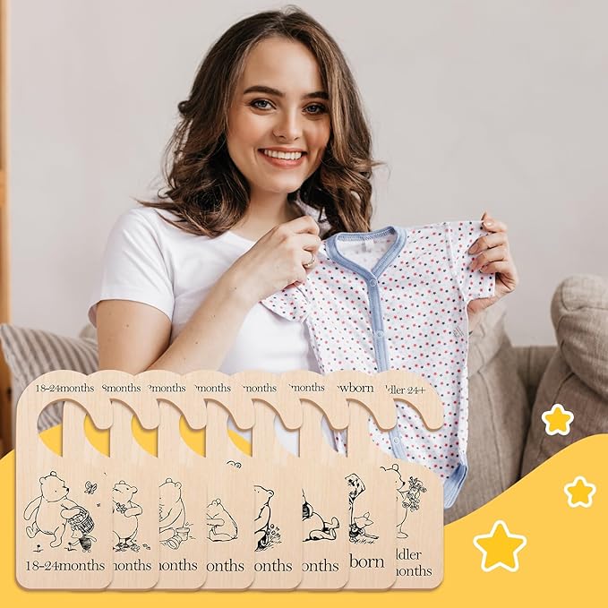 Baby Closet Divider -Nursery Decor Wardrobe Baby Closet Organizer,Daisy Design Nursery Decor Clothes Hanger Dividers for Sorting 8 from Newborn to 24+ Months