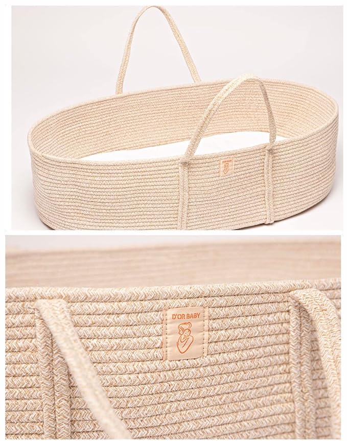 Trendy Baby Changing Basket- Unisex Baby Moses Basket Set of 4 Pieces, Waterproof Pad Cover, Caddy Diaper Organizer,Cotton Blanket - Boho Basket - Nursery Decor - Bassinet Changing Table Topper