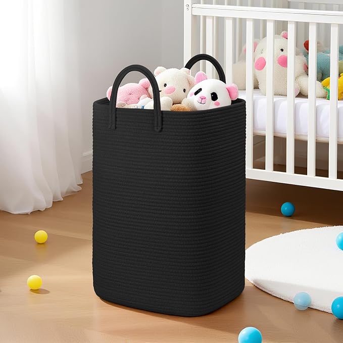 Laundry Basket,Woven Cotton Rope Laundry Hamper,40L Versatile Storage for Dirty Clothes,Baby Toys,and Blankets in Bathroom, Nursery,and Living Room