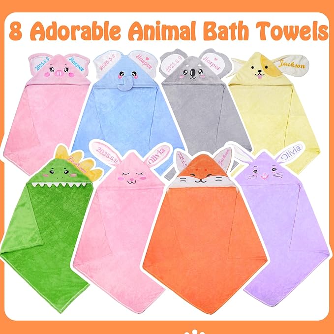 Baosity Custom Hooded Baby Towel with Name, Soft and Absorbent Customized Fox Toddler Towels, Baby Bath Towel for Boys and Girls, Easter Birthday Towel for Kids,Babies, Toddlers, Newborns Essential