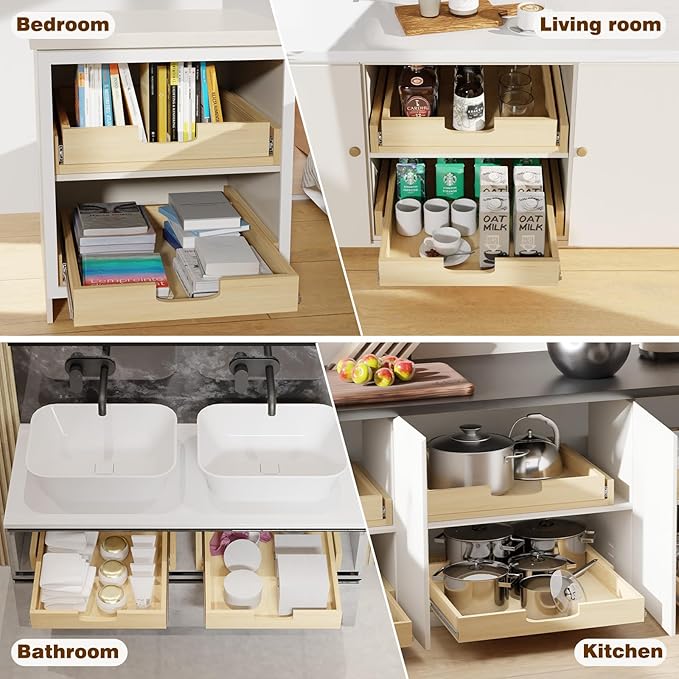 Pullout Cabinet Organizer, 11''W×21''D×3''H Slide Out Shelves for Kitchen Cabinets, Pull out Drawers for Kitchen Cabinets, Pantry, Bathroom, & Storage Organization