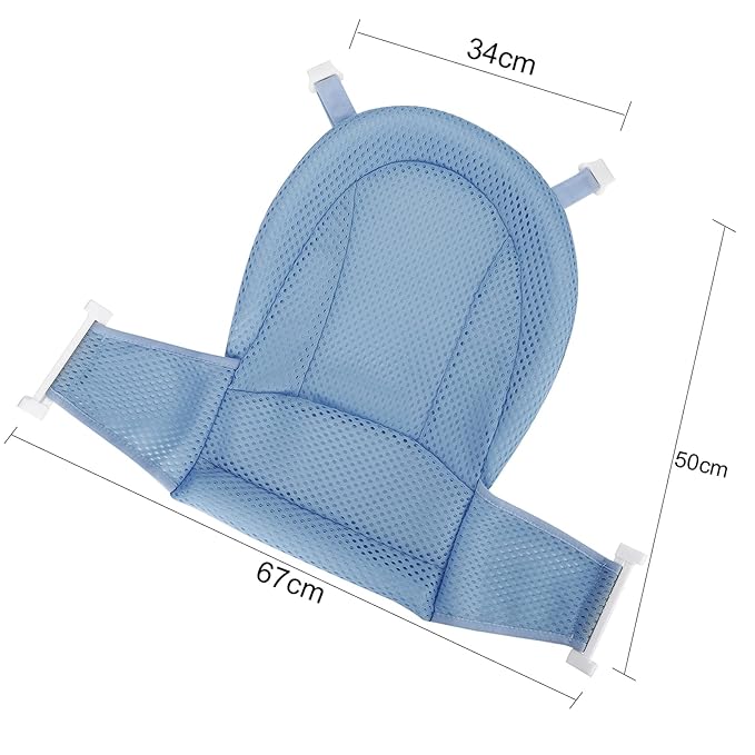Adjustable Baby Bath Support Mesh Sling Non-Slip Infant Bathtub Shower Net Breathable Newborn Bath Cushion Pad Quick Drying Bathing Sling for Toddler Aged 0-3 (No Bathtub)
