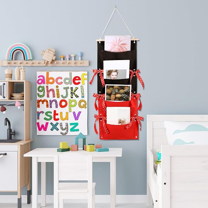 2 Pcs Fish Extender Cruise Hanging Organizer with 4 Pockets and 5 Yard Red Polka Dot Ribbon Travel Door Area Cabin Storage Bag 2026 Fe for Exchange Gift Pixie Dusting(Black,Red)