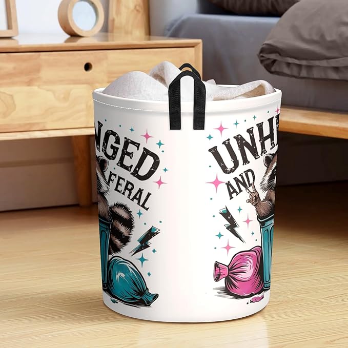 Unhinged And Feral Racoon Baby Laundry Hamper,kids laundry Basket,Waterproof Storage Bin for Bedroom,Clothes Organizer Basket,Toys Box,Room Decor