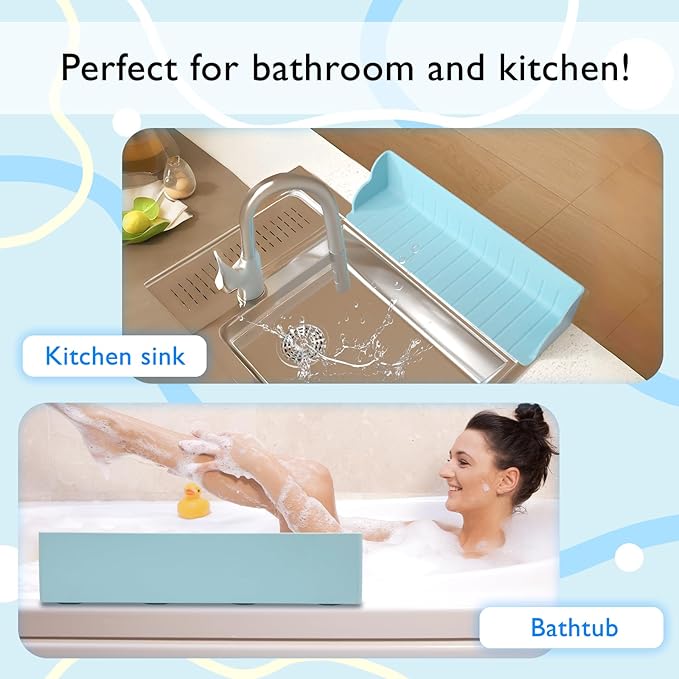 2 PCS Bath Splash Guard for Tub Kids, Guard Splash for Tub, Bathtub Splash Guard for Kids, Silicone Bath Guard Splash, Bathtub Toy Holder With 4 Strong Suction Cups