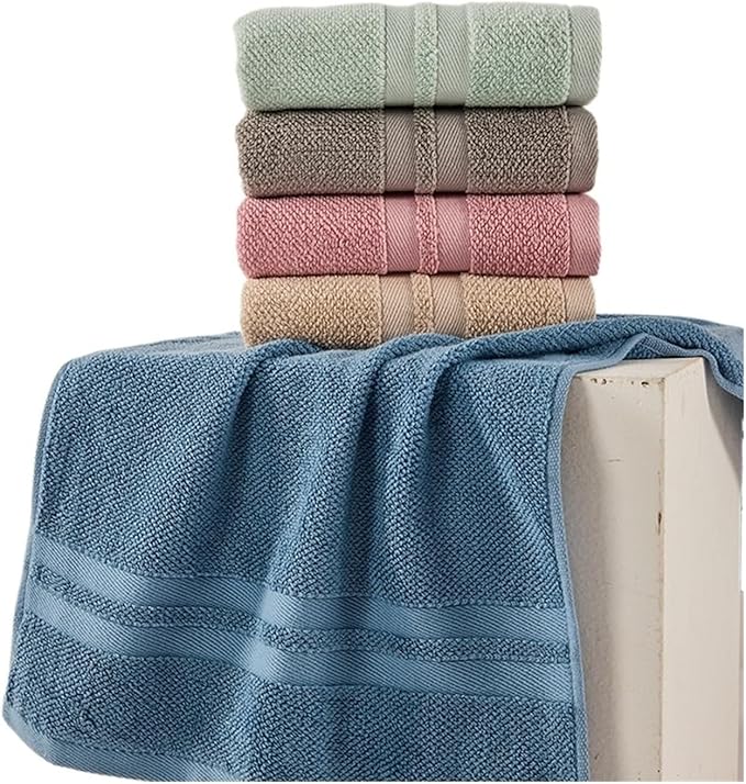 3-Pack 100gsm Cotton Towels, Soft Bath & Face Towels, Absorbent Wave Pattern, 33x73cm(Brown)
