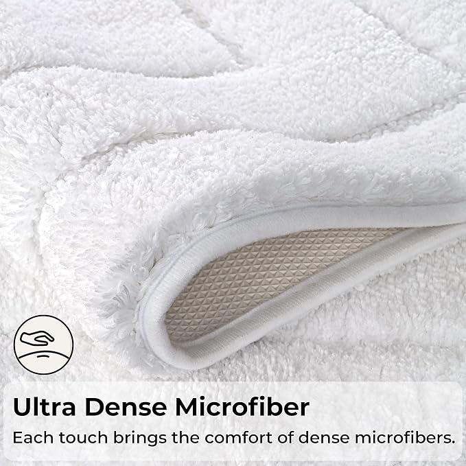 GRANNY SAYS Bathroom Rugs Sets 2 Piece,Soft Bath Mats for Bathroom, Bath Rugs Non Slip Washable, Absorbent Bath Rug for Tub,Shower and Toilet, Bath Mat Set (White, 20" x 32" + 16" x 24")