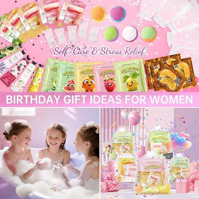35 Pcs Spa Party Supplies for 5 – Spa Gifts for Women, Girls & Kids | Spa Set with Eye & Face Masks, Lip Balm, Hand Cream, Bath Bombs, Towels & Gift Bags | Spa Kit for Birthdays, Sleepovers, Spa Days