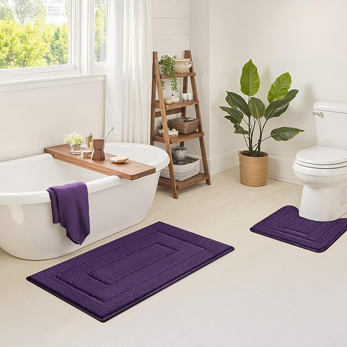 GRANNY SAYS Bathroom Rug Mat,24" x 43" Bath Mats for Bathroom Non-Slip, Super Soft and Water Absorbent, Microfiber Bath Rugs, Machine Wash Dry, Large Bath Rugs for Floor, Purple