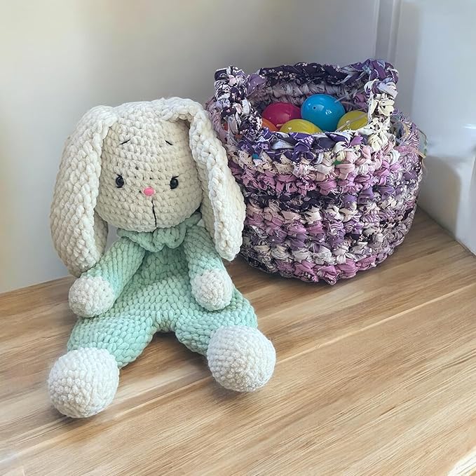 AMISH BASKETS AND BEYOND Infant Crochet Easter Basket Handmade Light Dark Purple Soft Cloth with Handles