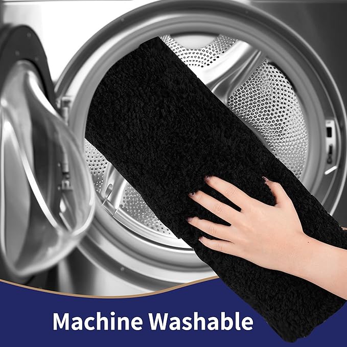 3 Pieces Luxury Bathroom Rug Set with U-Shaped Toilet Rug, Non-Slip Rubber Bottom, Thick Microfiber Fluffy Plush, Water Absorption, Quick Dry, Ultra Soft, Bath Mats for Bathroom, Tub(Black)