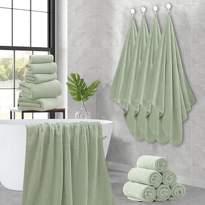 Hailea Hand Towels Set 16x31 Inches,Soft Microfibers Bathroom Towel Set 2 Pack,Highly Absorbent Quick Dry Luxury Towel Hotel Spa Gym Hand Towel Collection for Bathroom,Green