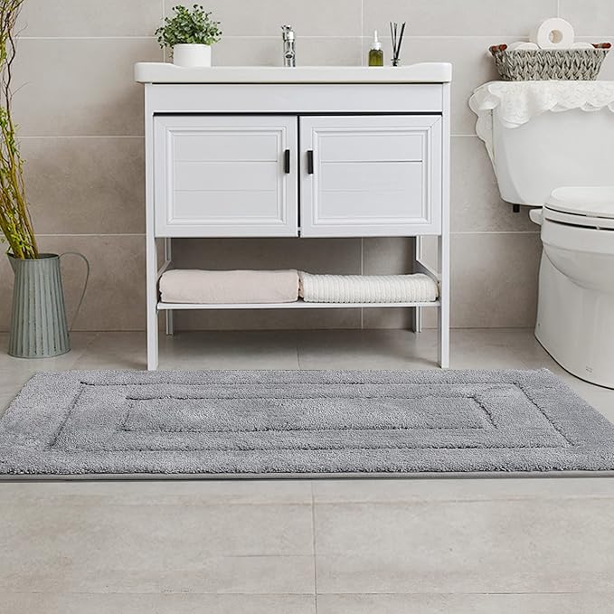 GRANNY SAYS Gray Bathroom Rug Mat, Bath Mats for Bathroom Non-Slip, Super Soft and Water Absorbent, Extra Large Bath Rugs, Microfiber Bath Rugs for Bath Floor, Tub and Shower, 59" x 24"