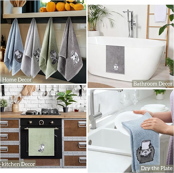4 PCS Otter Hand Towels for Bathroom 29" x 13" Funny Gifts for Women Otter Decor Hand Towels for Bathroom, Kitchen, Valentines Day Gifts Cute Animal
