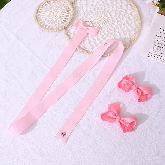 POVETIRE 6PCS Bow Holder Hair Bow Organizer, Hair Clips Storage Bow Holder for Girls Hair Bows, Baby Headband Hair Accessories Organizer Display Wall Hanging for Nursery Decors(Pink)