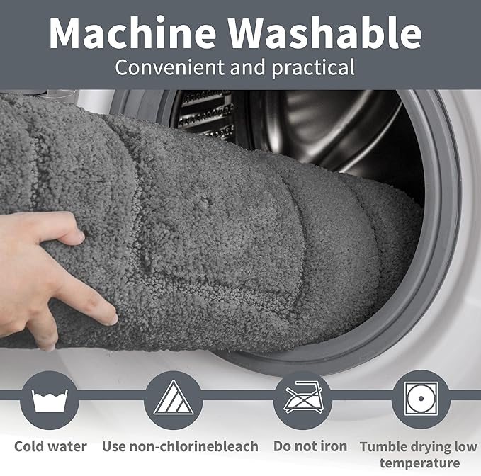 GRANNY SAYS Large Bathroom Rugs Non Slip Washable, 24" x 48", Water Absorbent Bath Mats for Bath, Thick Soft Shaggy Bath Rug, Microfiber Bath Floor Mat, Bathroom Decor, Deep Gray