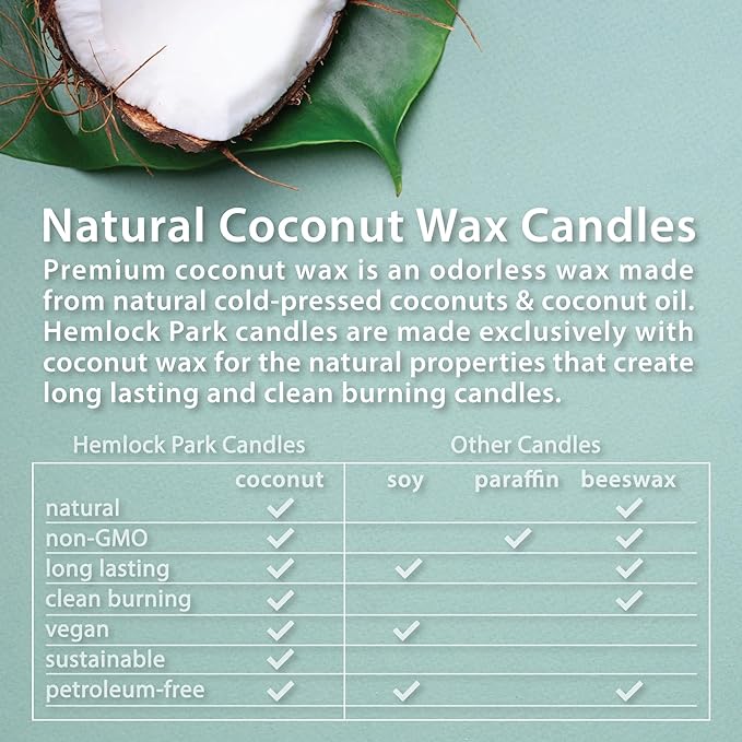 Hemlock Park Crackling Wood Wick Candle Handcrafted with Natural Coconut Wax (Standard 8 oz, Lotus Flower)