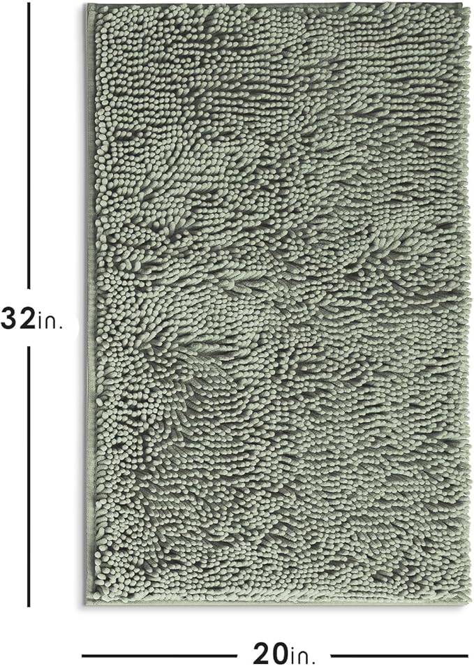 Hearth & Harbor Bathroom Rugs, Chenille Bath Mat - Machine Washable Bath Mats for Bathroom Non-Slip Backing Rubber, Quick Dry Bathroom Mat