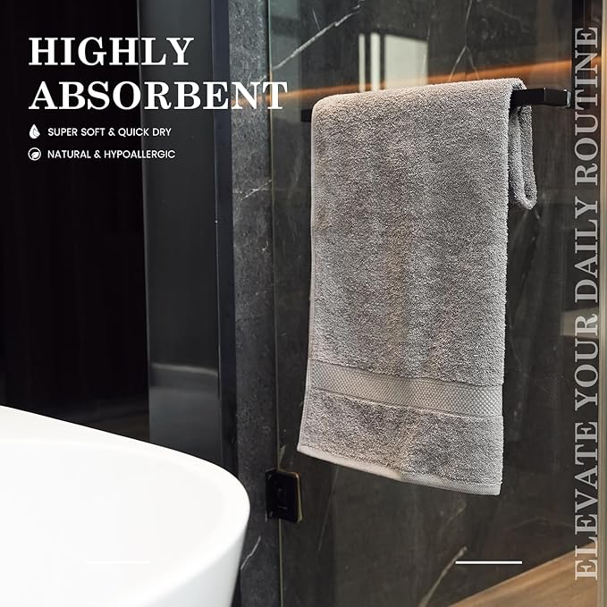 Grey Bath Towels 30x60 – Pack of 4 | Soft, Light Weight & Quick-Dry | Highly Absorbent 100% Combed Yarn Cotton Towels for Bathroom, Spa, Home & Hotel Use (Grey Bath Towels, 30x60- Pack of 4)