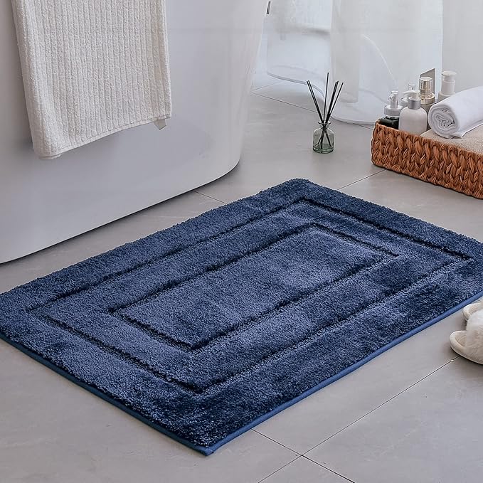 GRANNY SAYS Bathroom Rugs Sets 2 Piece,Soft Bath Mats for Bath, Bathroom Rugs Non Slip Washable, Absorbent Bath Rug for Tub,Shower and Toilet, Bath Mat Set (Blue, 20" x 32" + 16" x 24")