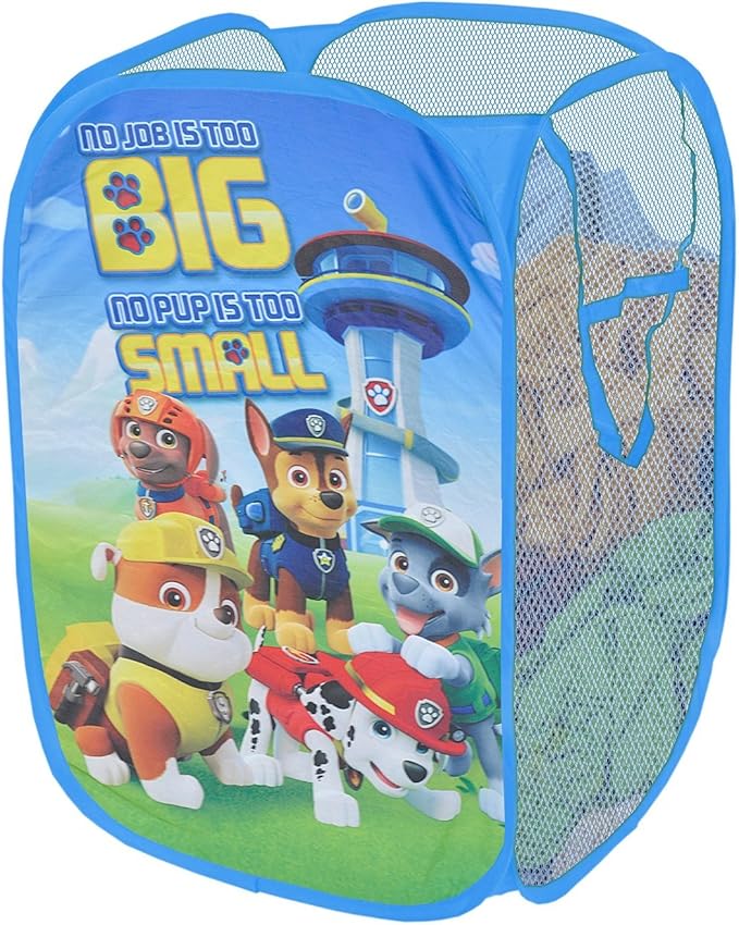 Nickelodeon Paw Patrol Pop Up Laundry Hamper with Durable Carry Handles,Kids Clothes Storage Organizer, 21" H x 13.5" W x 13.5" L
